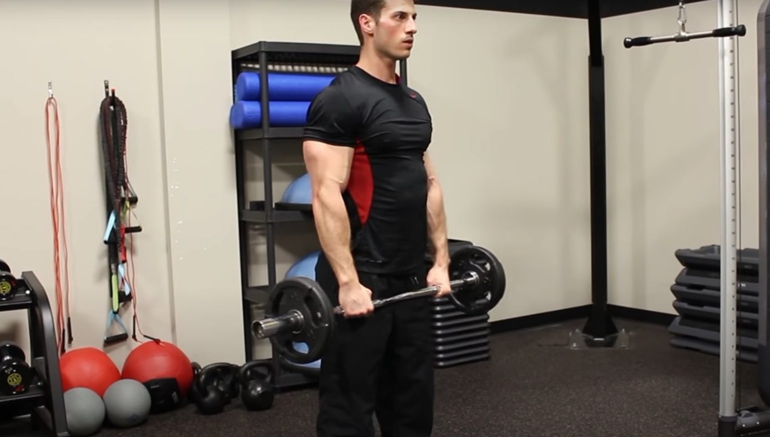 How To Perform The Front Raise Barbell Exercise Barbell Front Raise